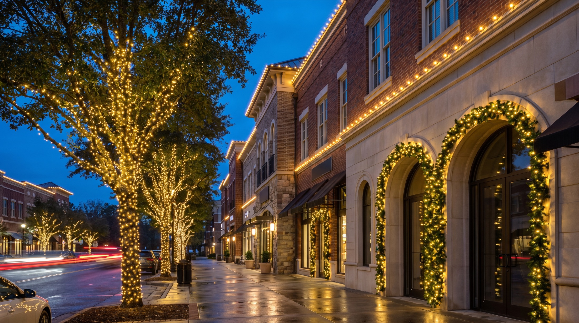 Design visualization of professional commercial Christmas lighting