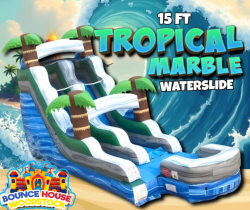 15' Tropical Marble inflatable dry slide