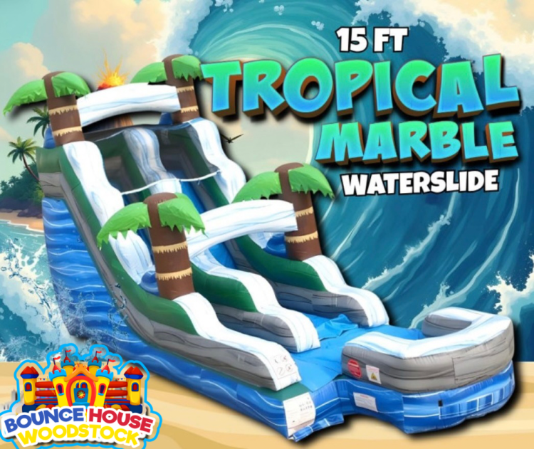 15' Tropical Marble inflatable water slide