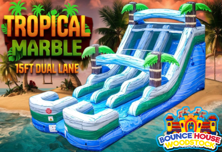 15' Tropical Marble Dual Lane Water Slide