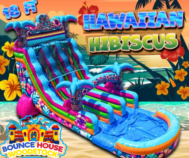 18' Dual Lane Hawaiian Hibiscus Water Slide