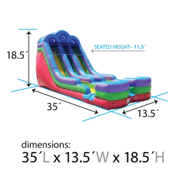 18 foot double lane inflatable water slide rainbow dimensions2.jpg 1 18' Retro Rainbow Double Bay Inflatable Water Slide