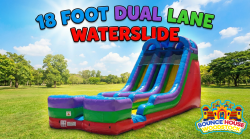 18' Retro Rainbow Double Bay Inflatable Water Slide