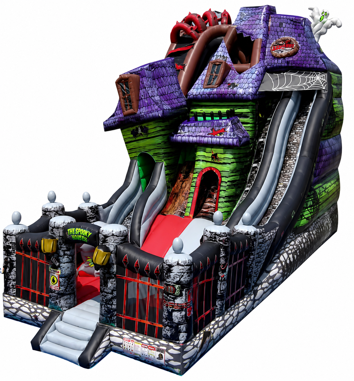 The Spooky Mansion triple lane Halloween slide aerial view