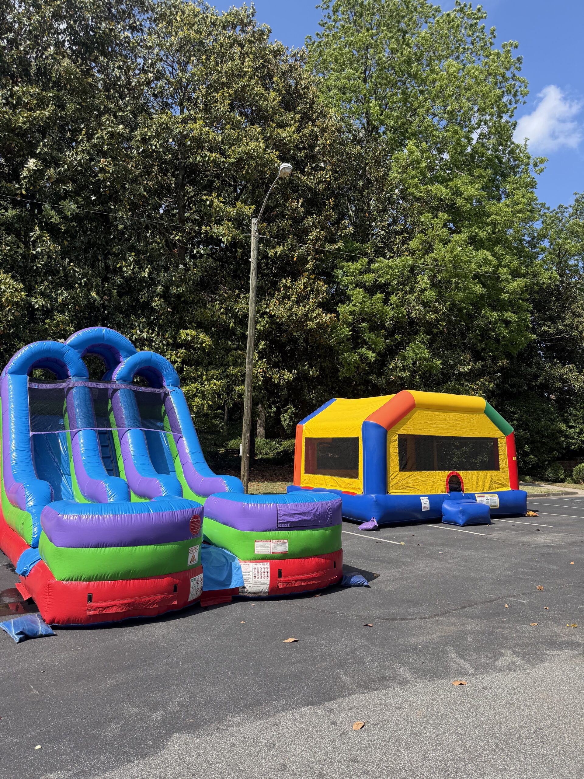 Church event water slide and bounce house setup Marietta