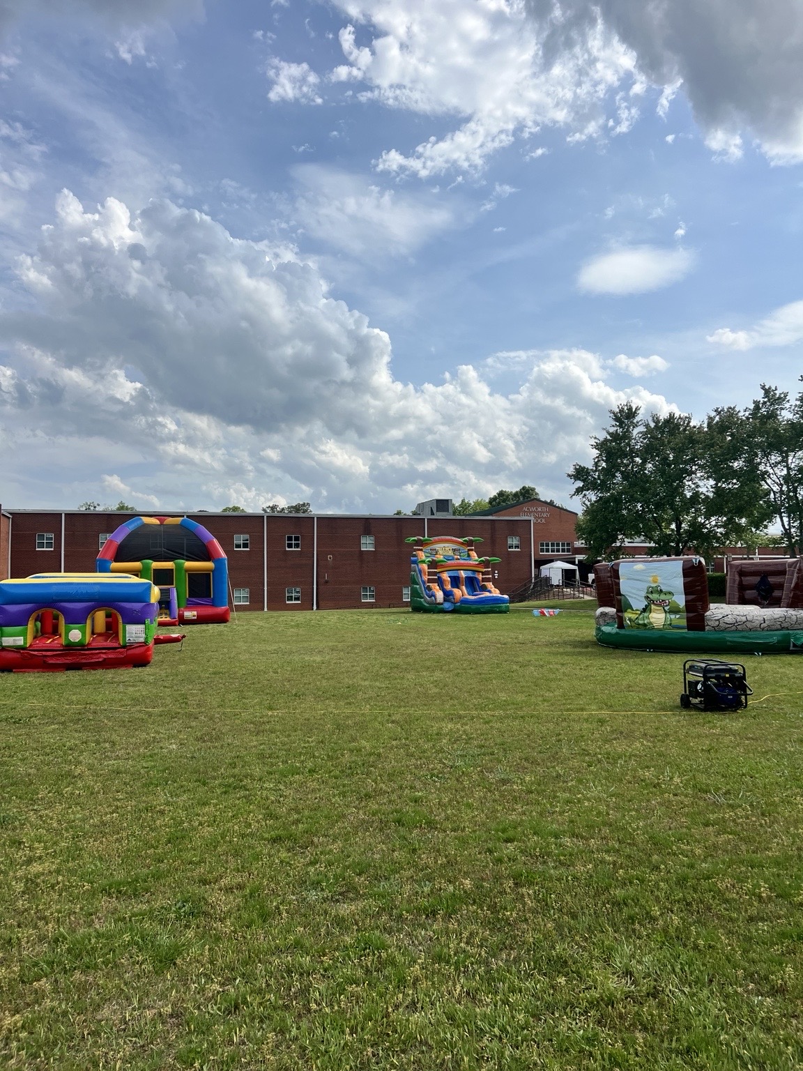 Multiple attractions set up at Acworth Elementary School Field Day