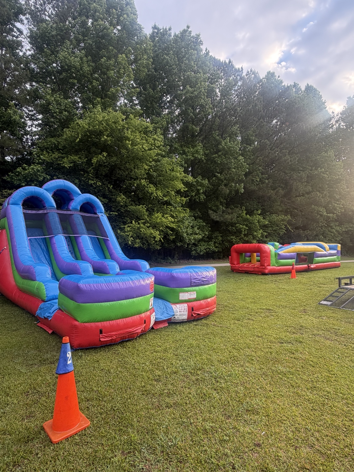 Dry dual-lane slide at Johnson Elementary School Field Day