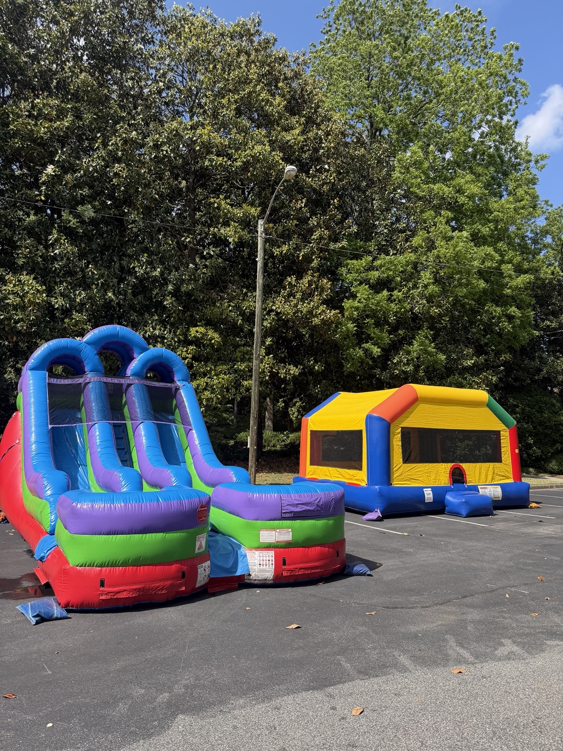 Inflatable attractions at Marietta United Methodist Church family event