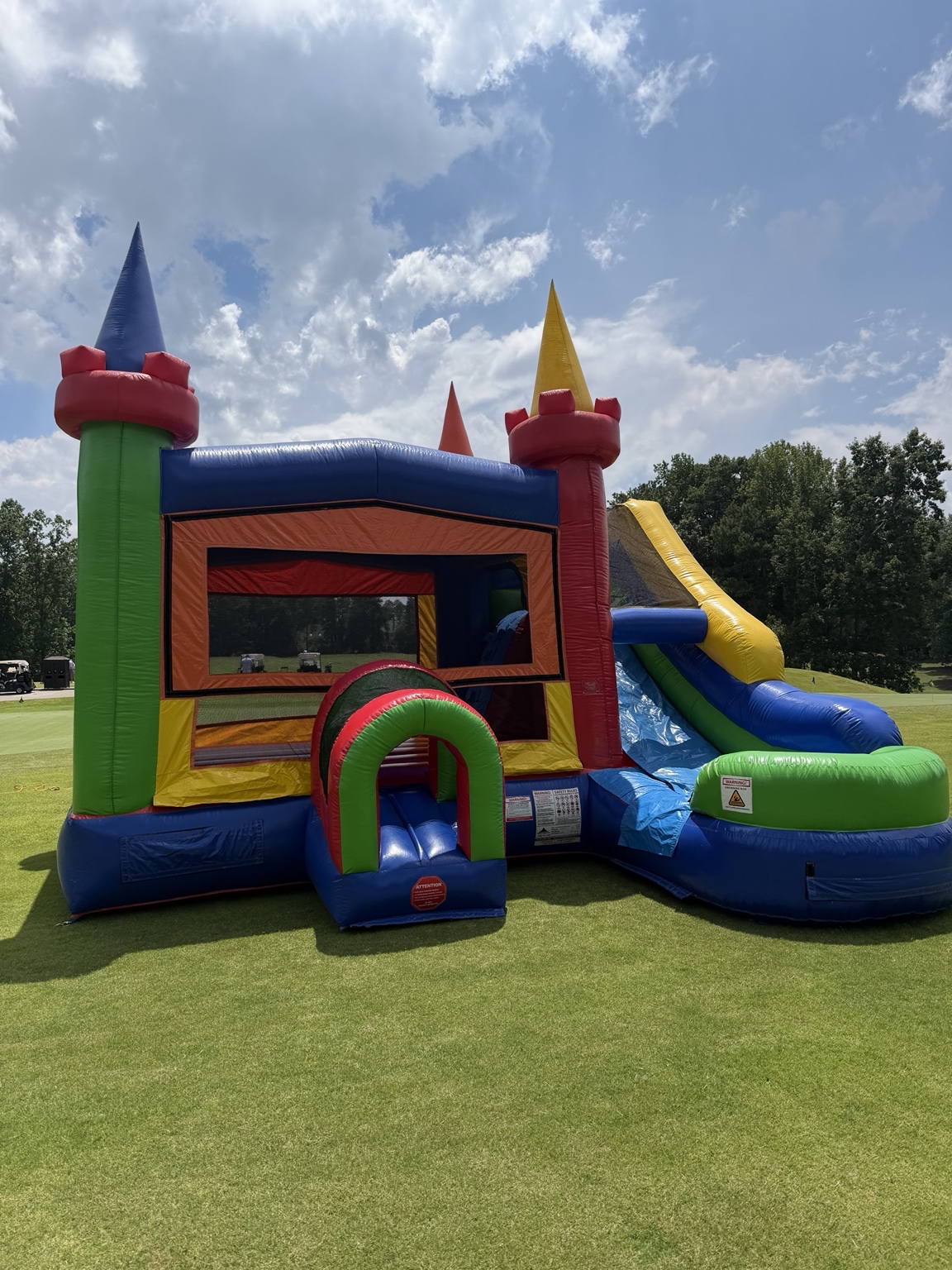 Dry inflatable setup at Brookstone Country Club clubhouse lawn