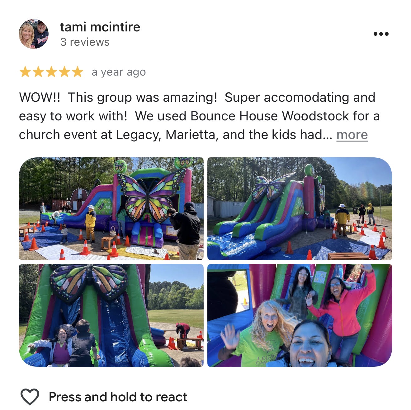 Legacy Church customer review with photos from a church family event