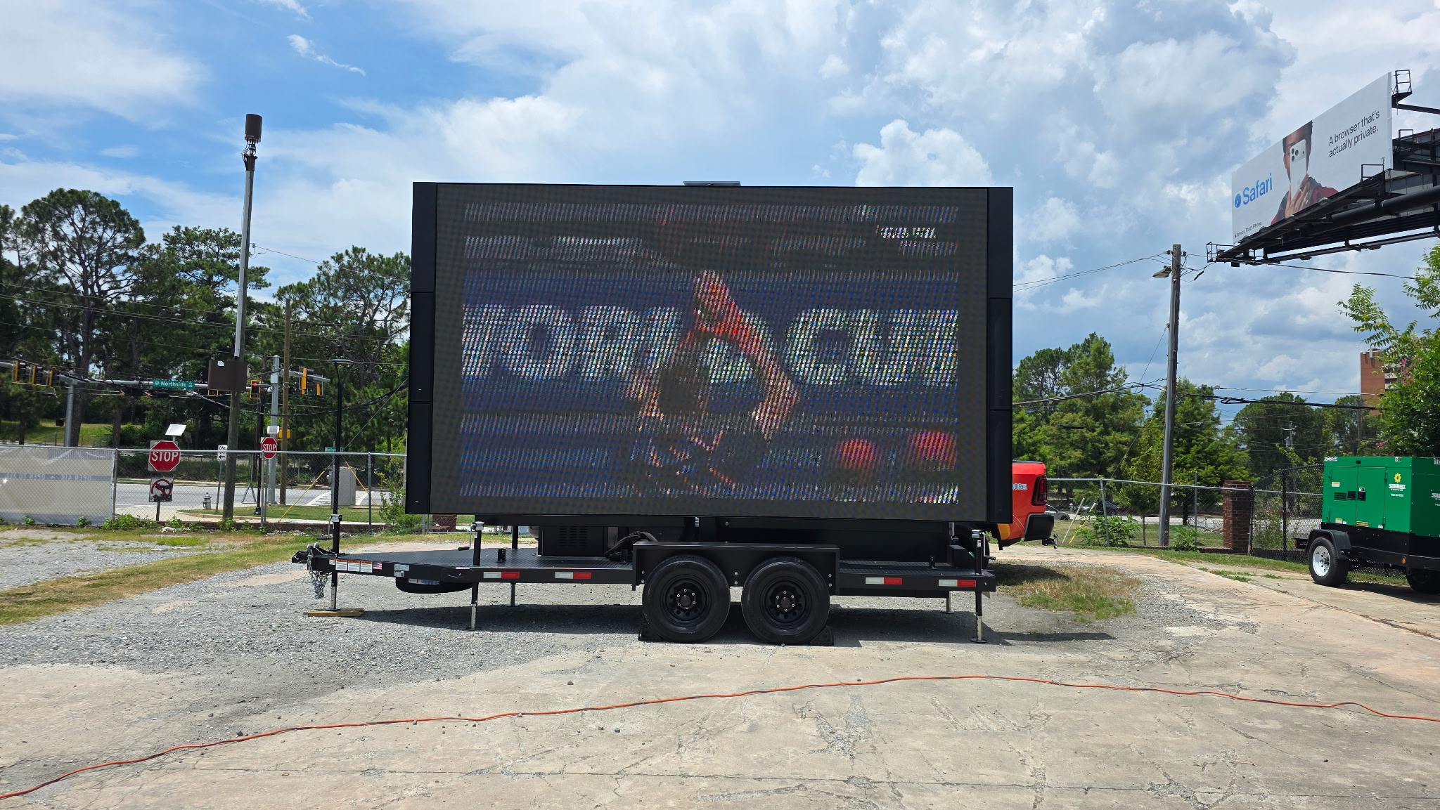 Large mobile LED screen prepared for an outdoor event