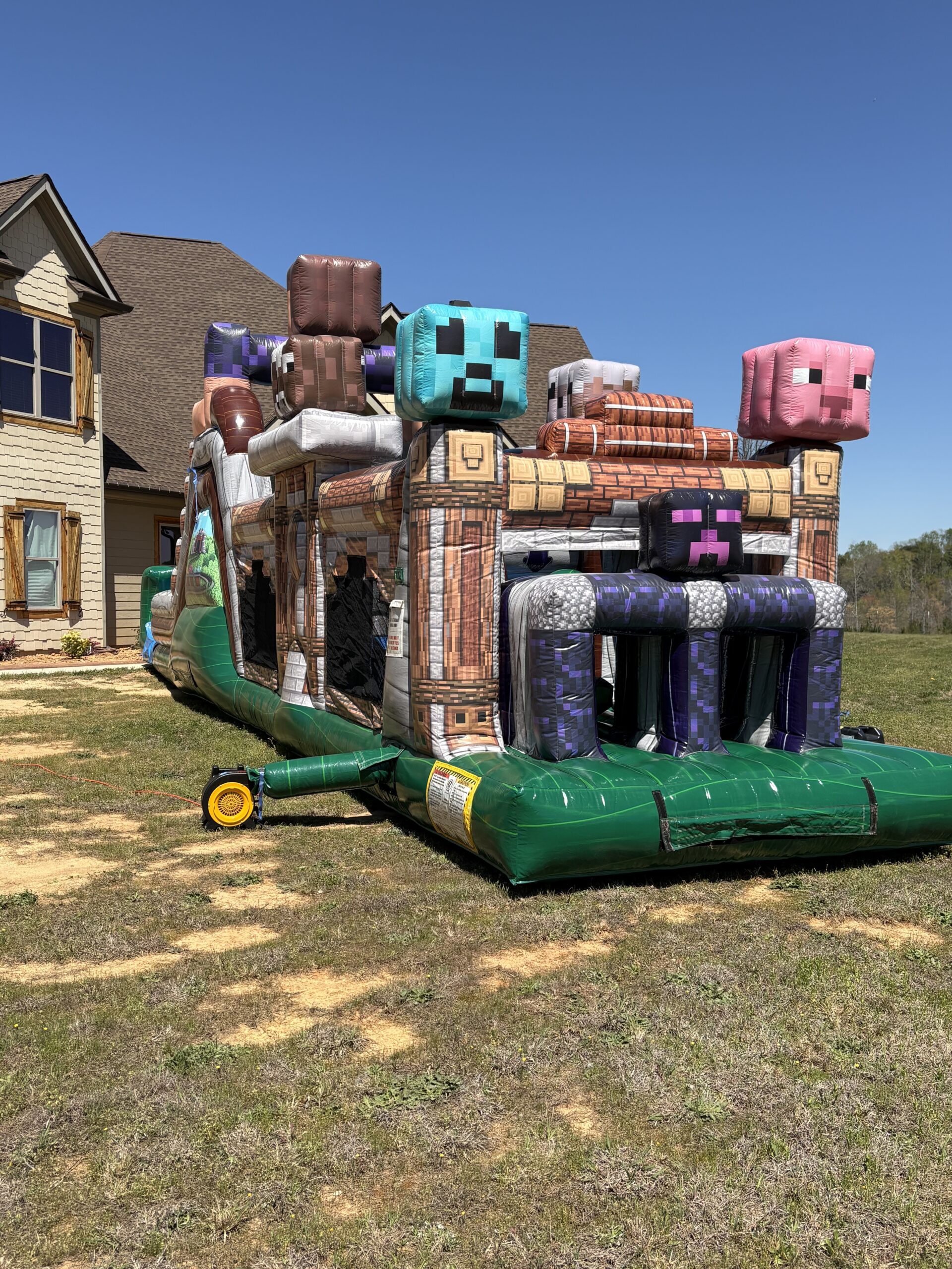 Minecraft inflatable obstacle course setup