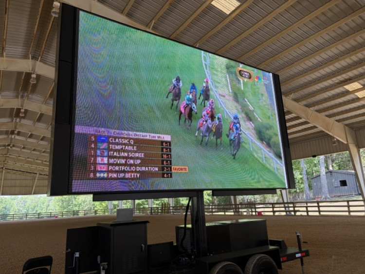 LED mobile screen at an outdoor Kentucky Derby viewing event