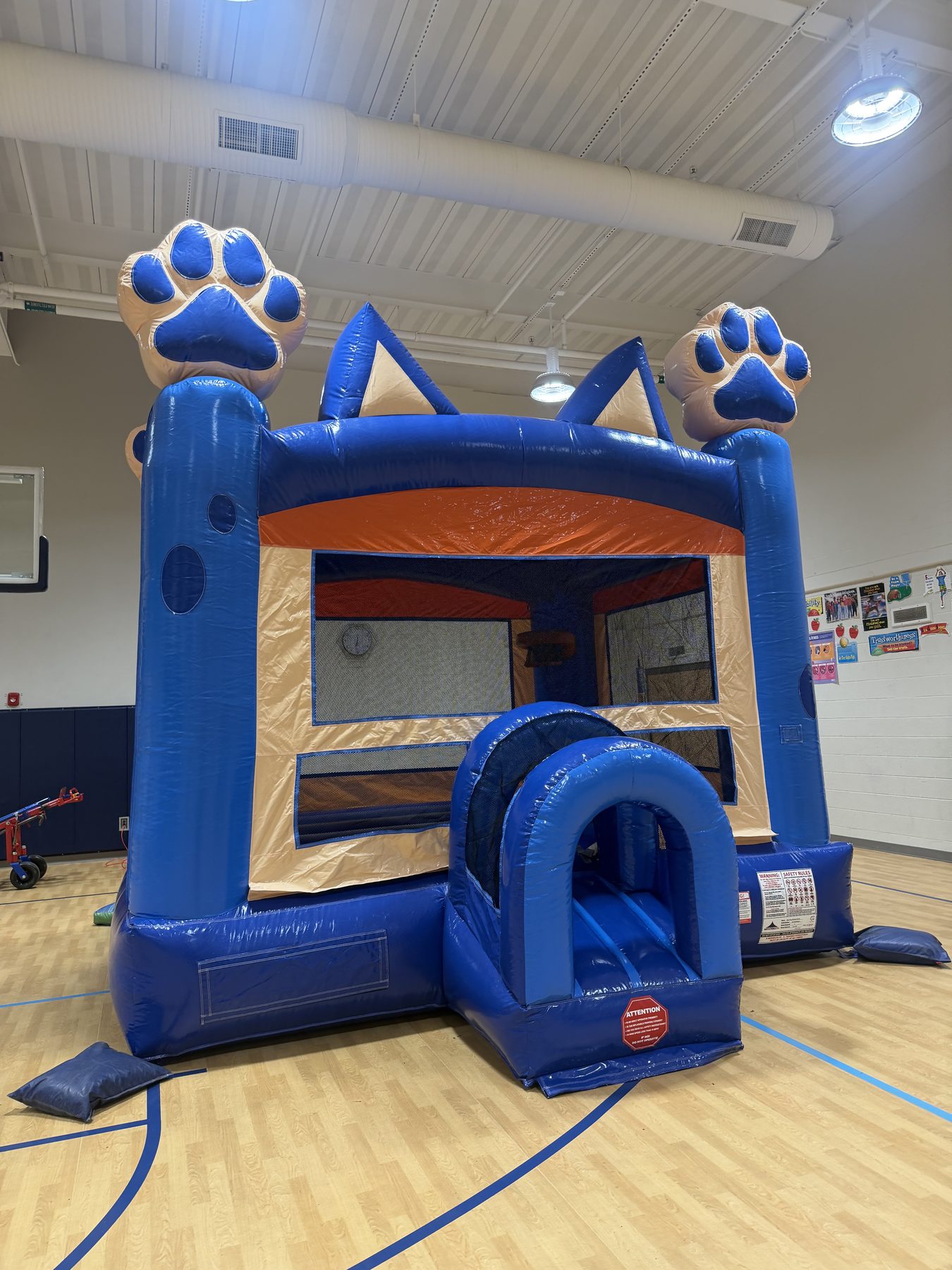 Real Bounce House Woodstock indoor bounce house setup in a gym
