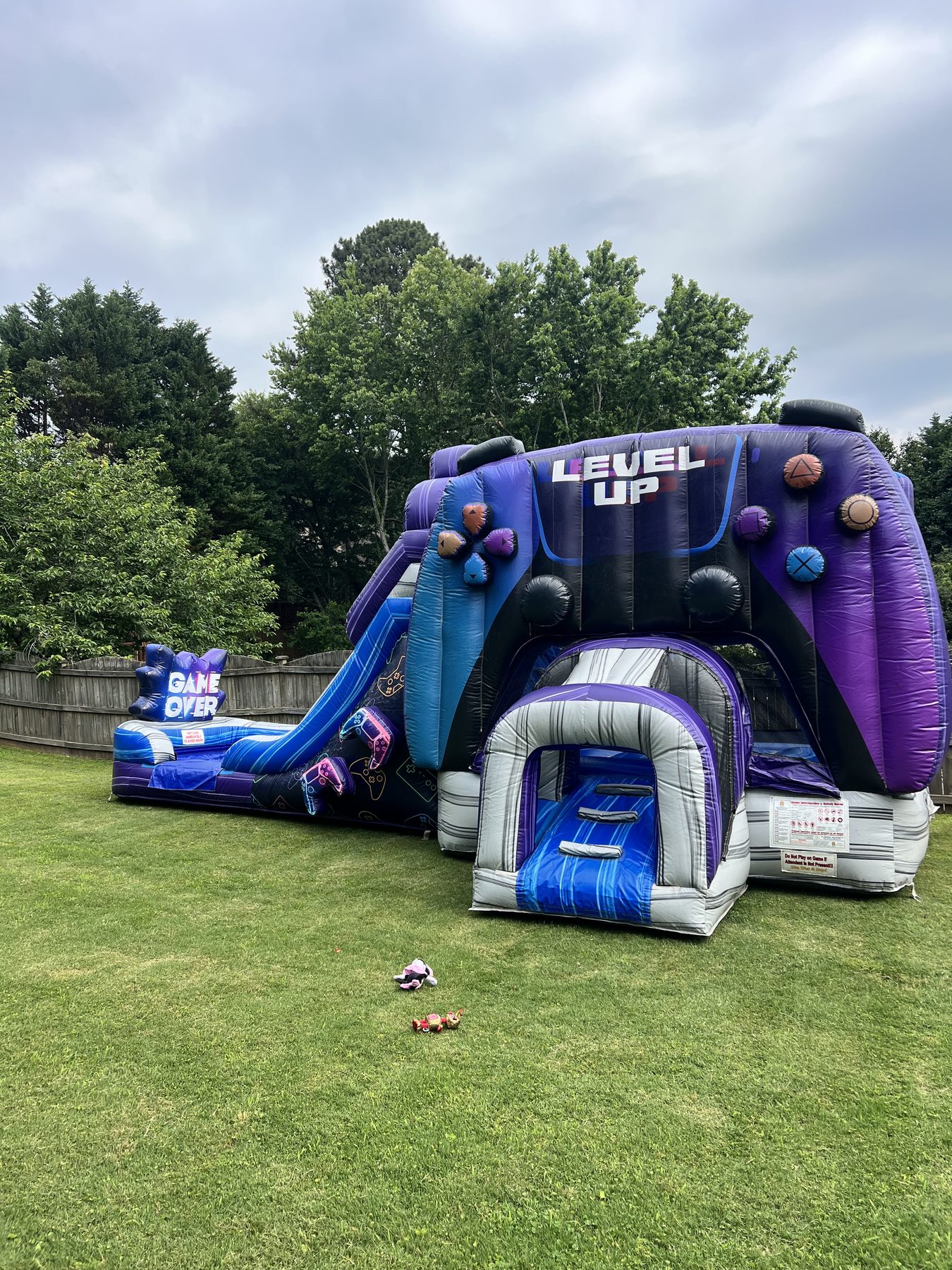 Gamer dual lane bounce and slide combo installed on grass